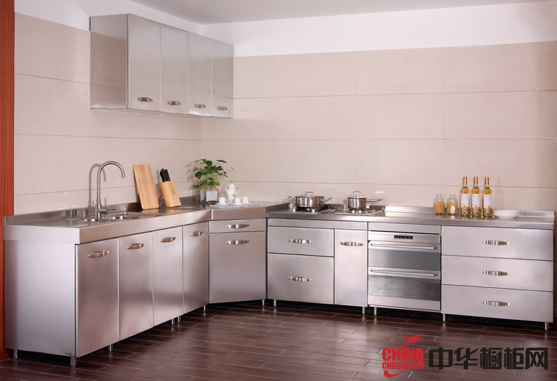 银色不锈钢整体橱柜装修设计效果图 2012年厨房整体橱柜效果图欣赏