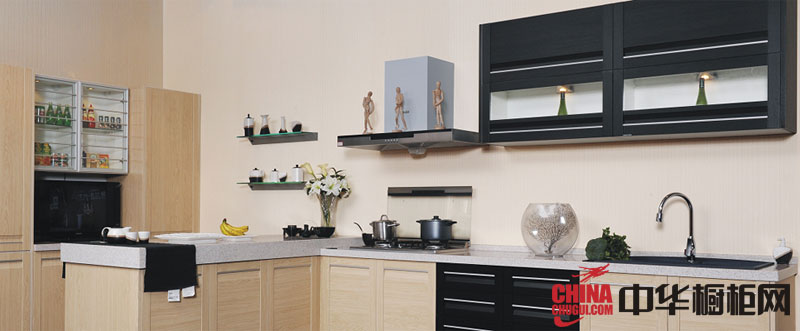 原木色整体厨房橱柜效果图 厨房装效果图大全2012图片