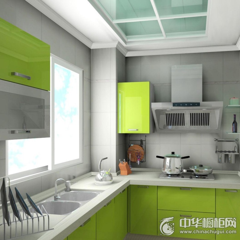 厨房绿色橱柜装修效果图 绿色橱柜设计图