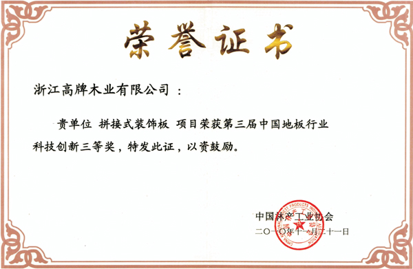 中国地板行业科技创新奖