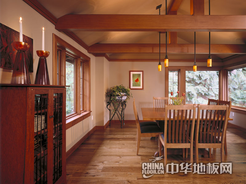 联丰地板装修效果图-深色木质简约餐厅