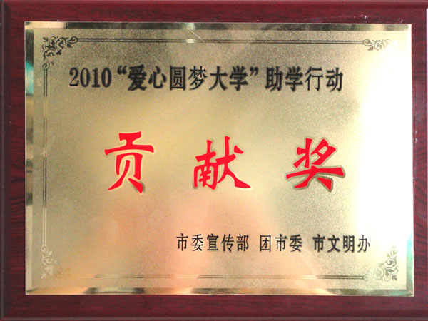 2010“爱心圆梦大学”助学行动贡献奖